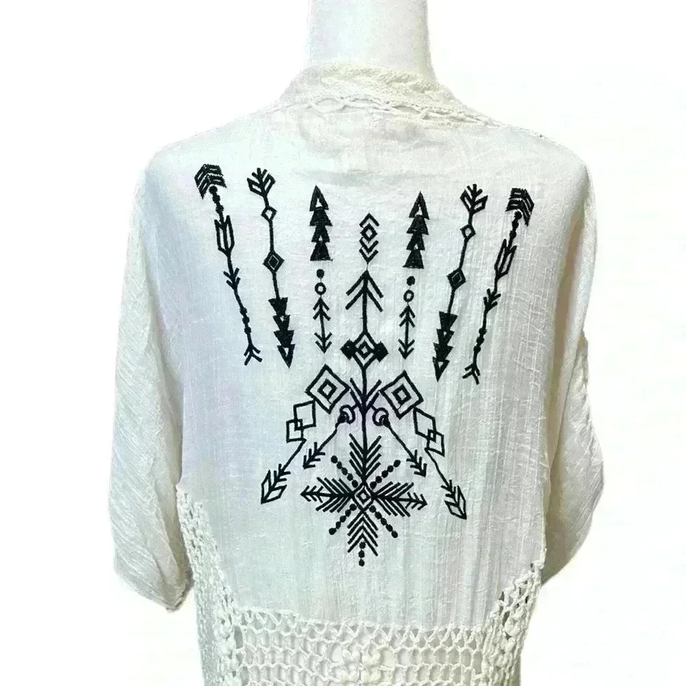 Westbound Crochet Tribal Kimono Size M